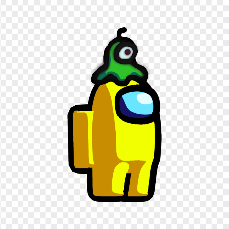 HD Among Us Crewmate Yellow Character With Brain Slug Hat PNG