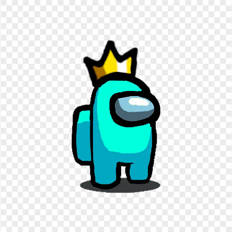 HD Among Us Cyan Crewmate Character With Crown Hat PNG