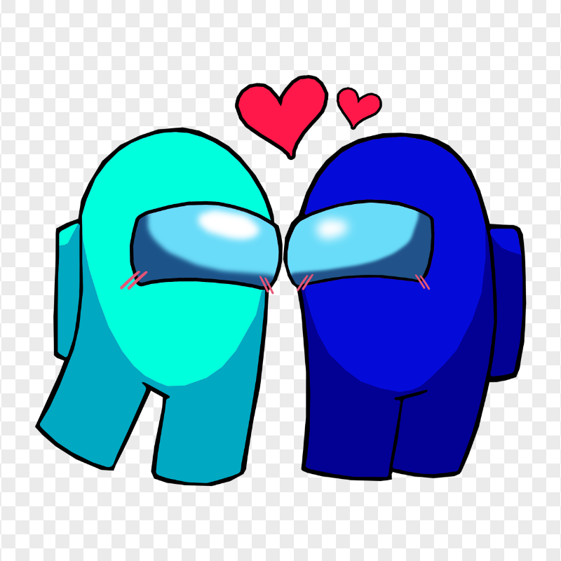 HD Among Us Cyan Love Blue Characters Valentines Day PNG
