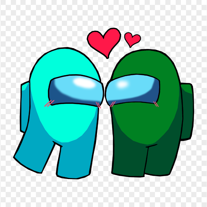 HD Among Us Cyan Love Green Characters Valentines Day PNG