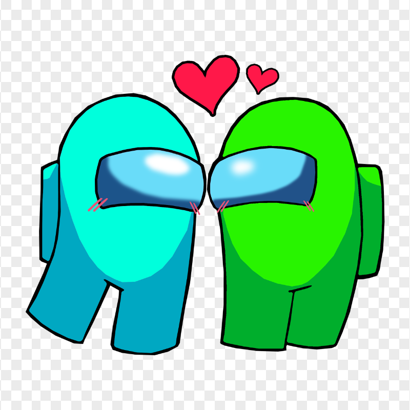HD Among Us Cyan Love Lime Characters Valentines Day PNG