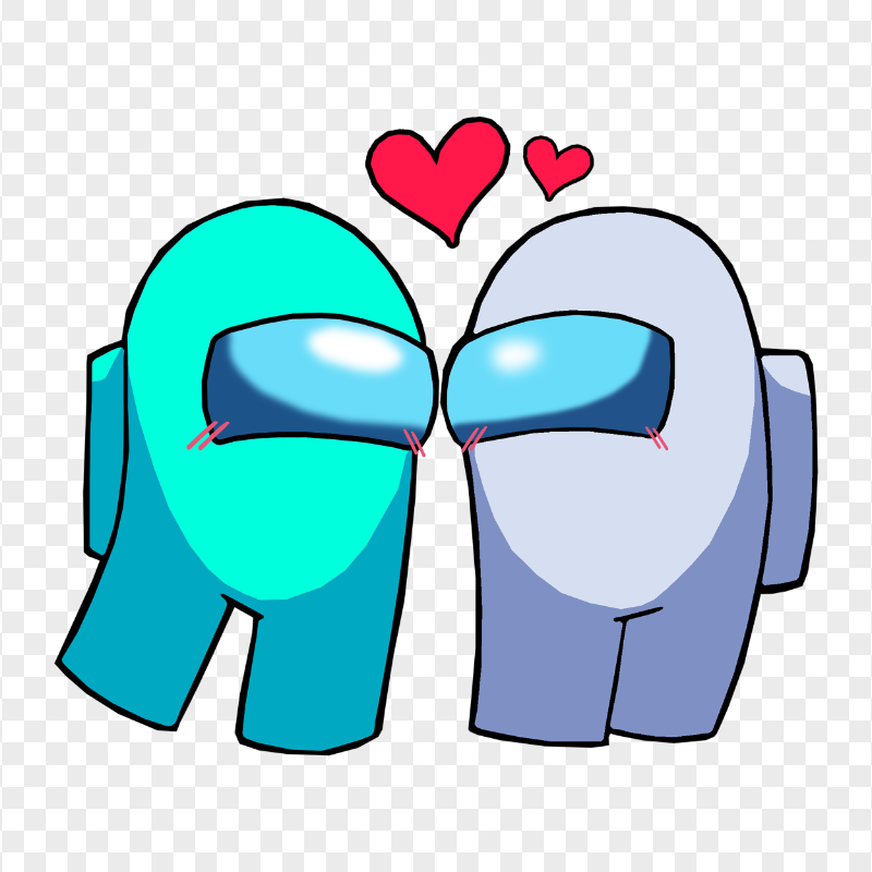 HD Among Us Cyan Love White Characters Valentines Day PNG