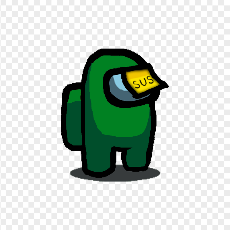 HD Among Us Green Crewmate Character With Sus Sticky Note Hat PNG