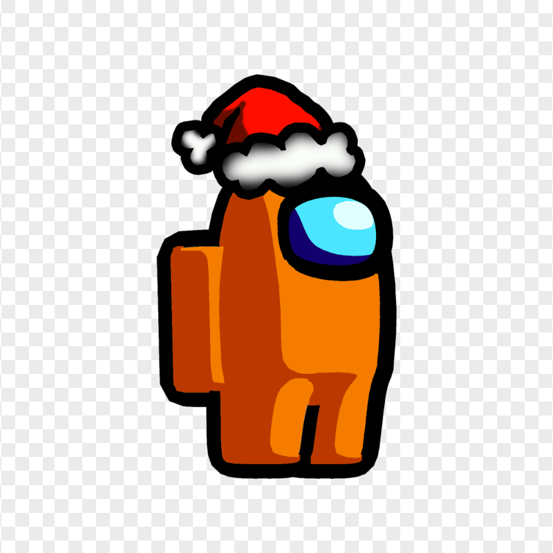 HD Among Us Orange Character Santa Hat PNG