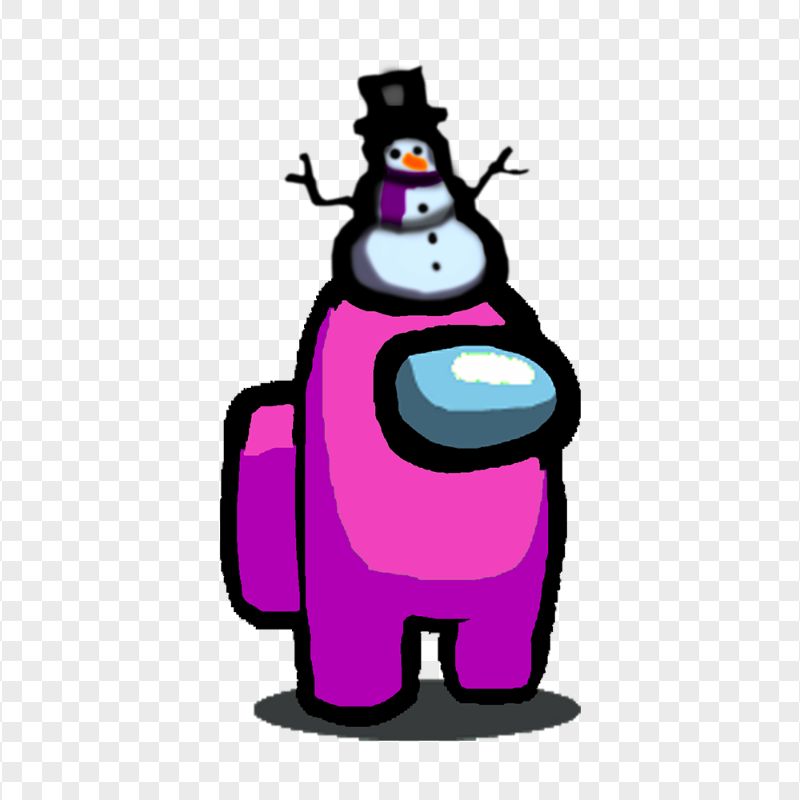 HD Among Us Pink Crewmate Character With Snowman Hat PNG