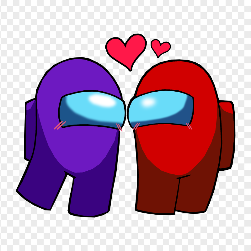 HD Among Us Purple Love Red Characters Valentines Day PNG