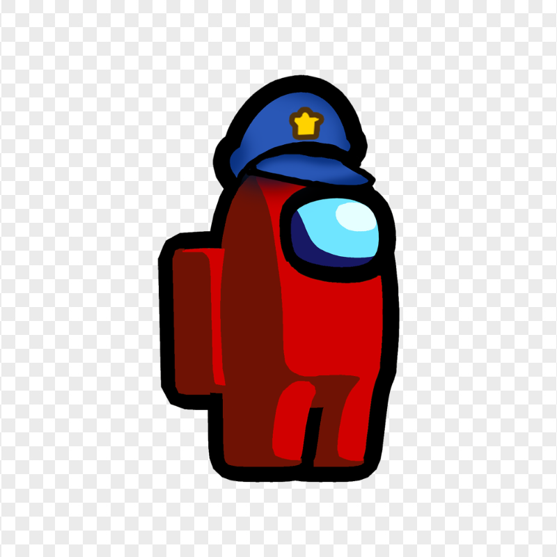 HD Among Us Red Character With Police Hat PNG