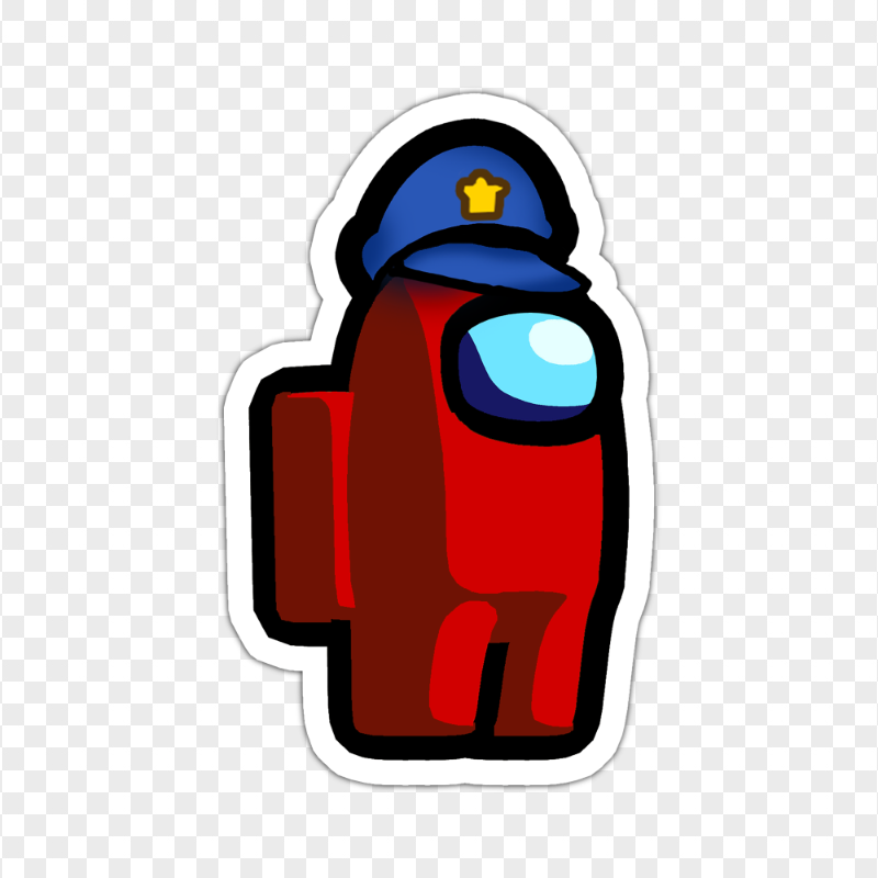 HD Among Us Red Character With Police Hat Stickers PNG