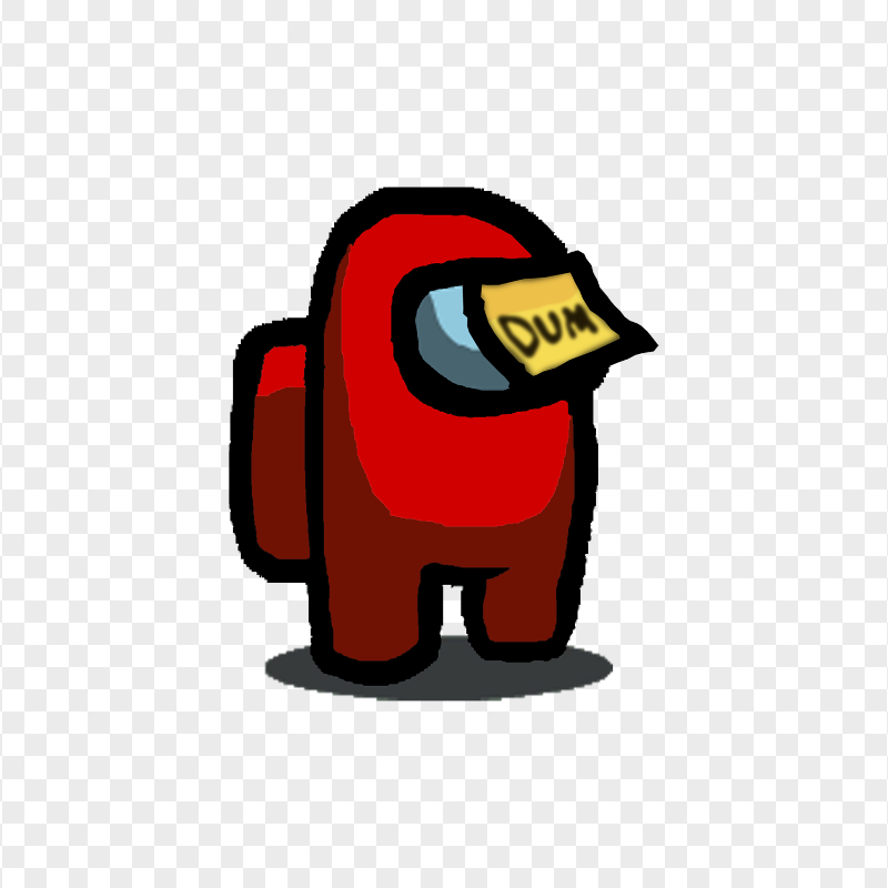 HD Among Us Red Crewmate Character With Dum Sticky Note Hat PNG