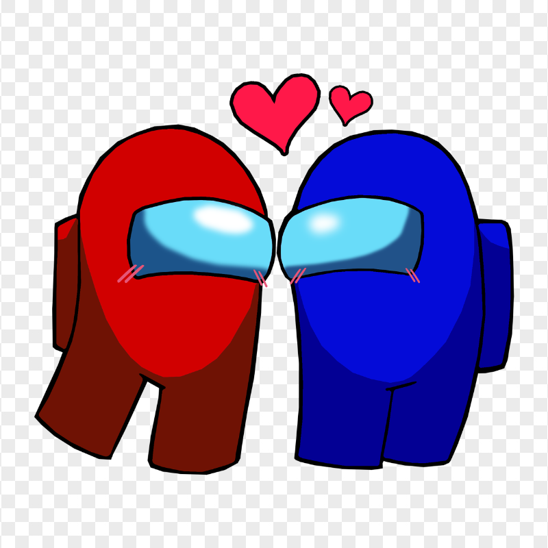 HD Among Us Red Love Blue Characters Valentines Day PNG