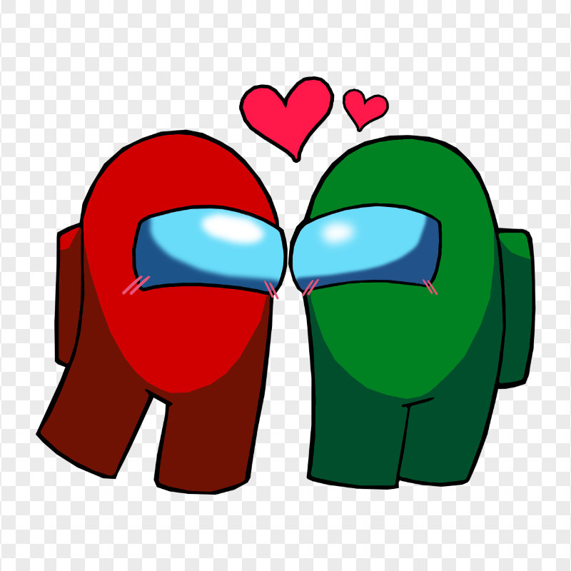 HD Among Us Red Love Green Characters Valentines Day PNG