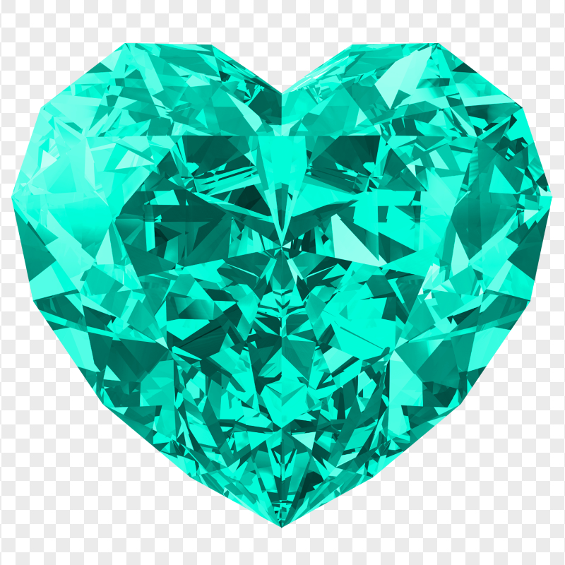 HD Aqua Green Diamond Crystal Heart Love Valentine Day PNG