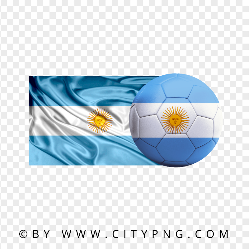 HD Argentina Flag With Soccer Football Ball PNG