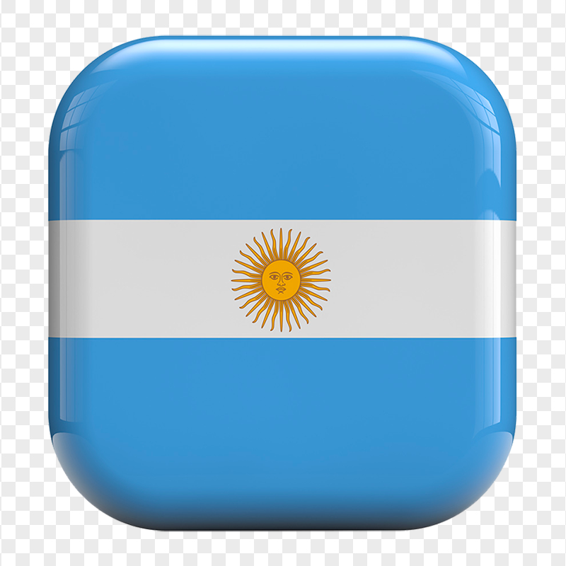 HD Argentina Glossy Square Flag Icon PNG