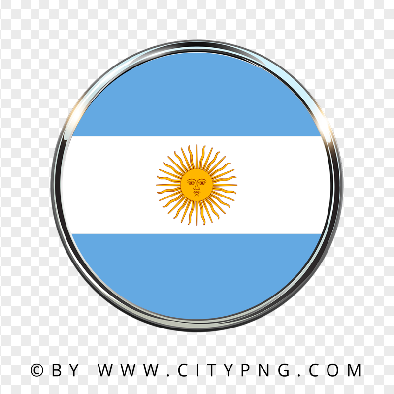 HD Argentina Round Metal Framed Flag Icon PNG