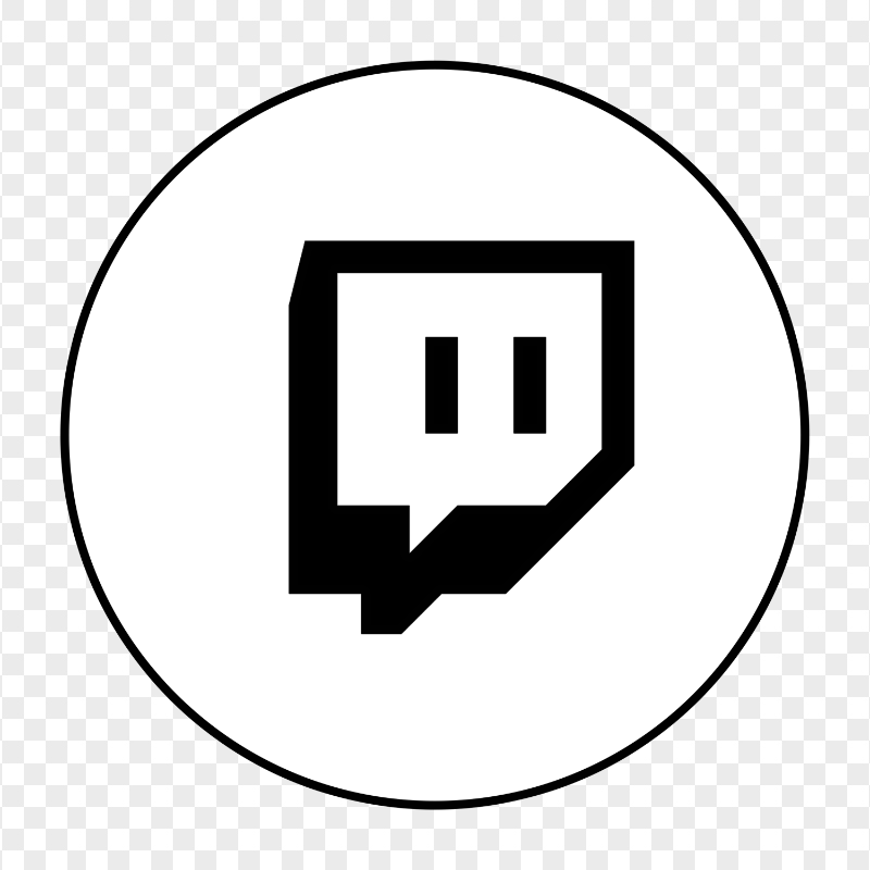 HD B & W Twitch TV Round Icon Transparent Background PNG