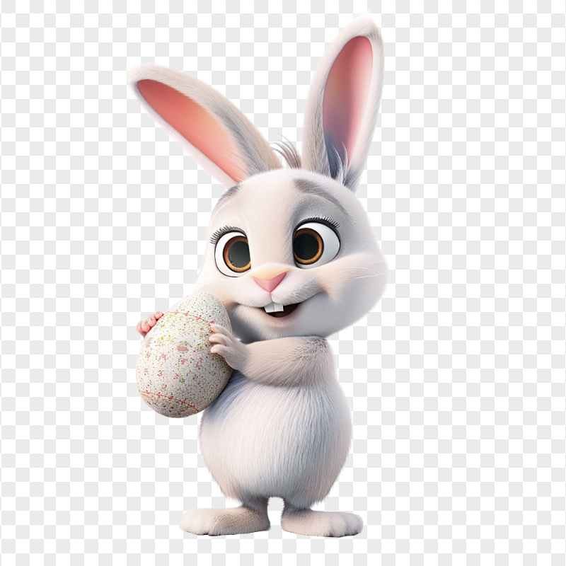 HD Baby White Easter Bunny Hold Egg PNG