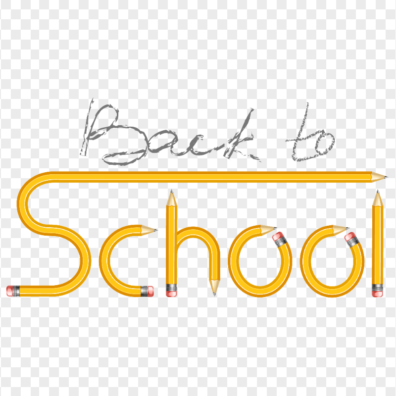 HD Back To School Words With Yellow Pencils PNG