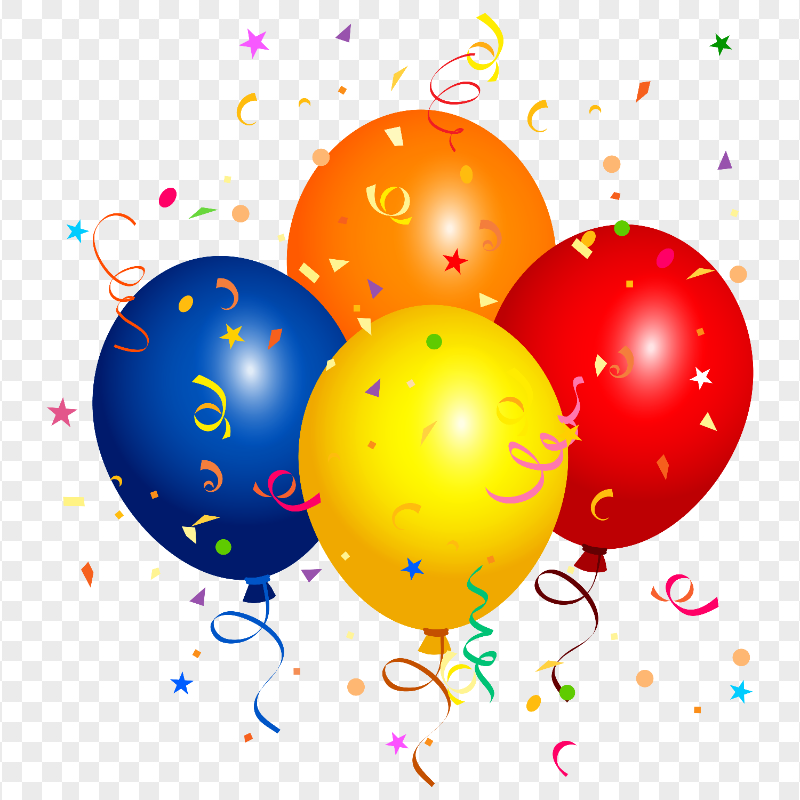 HD Balloons Confetti Streamers Party Celebration PNG