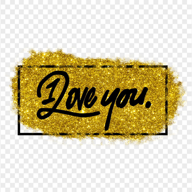 HD Beautiful I Love You Yellow Glitter Design PNG