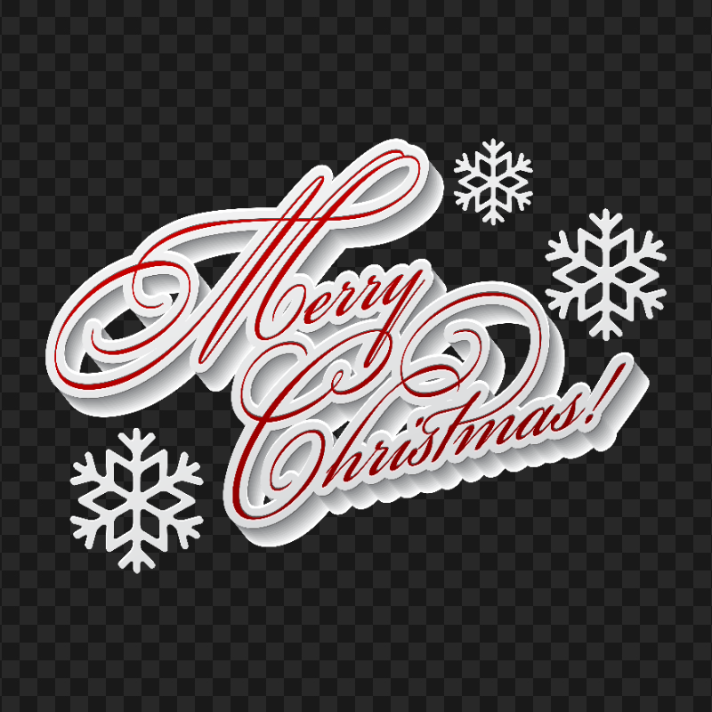 HD Beautiful Merry Christmas Text With Snowflakes Logo PNG