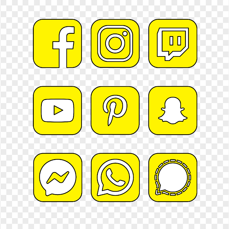HD Beautiful Yellow & White Social Media Square Icons PNG