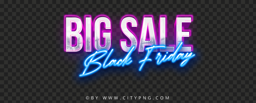 HD Big Sale Black Friday Neon Style Text PNG