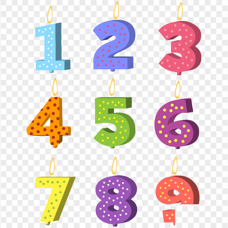 HD Birthday Numbers Candles Transparent PNG