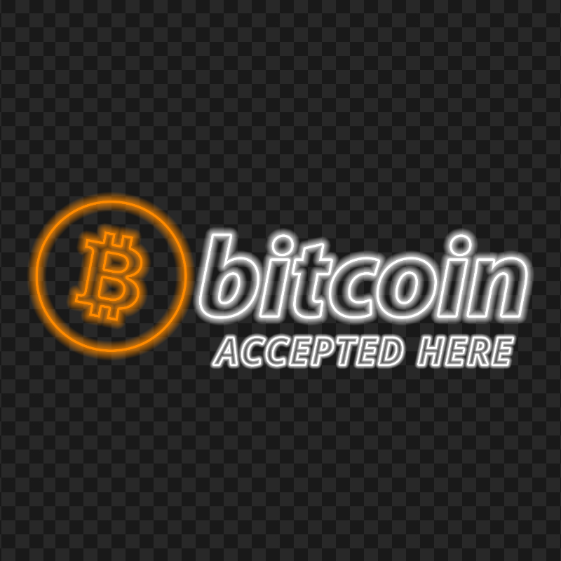 HD Bitcoin Accepted Here Neon Logo Sign PNG