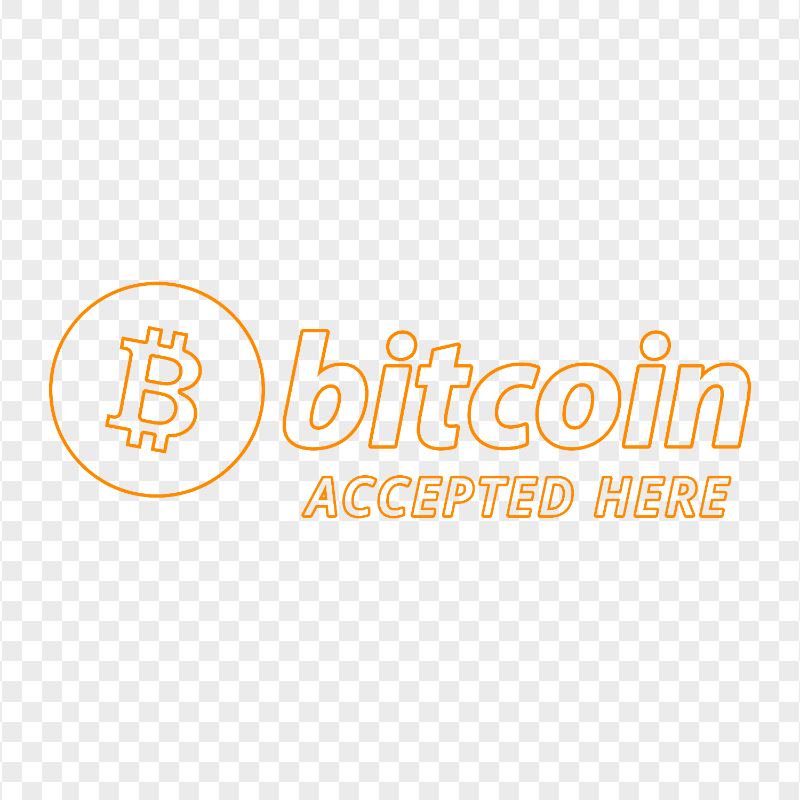 HD Bitcoin Accepted Here Orange Outline Logo Sign PNG