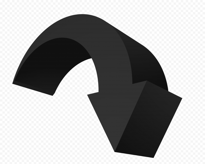 HD Black 3D Curved Arrow Pointing Down PNG