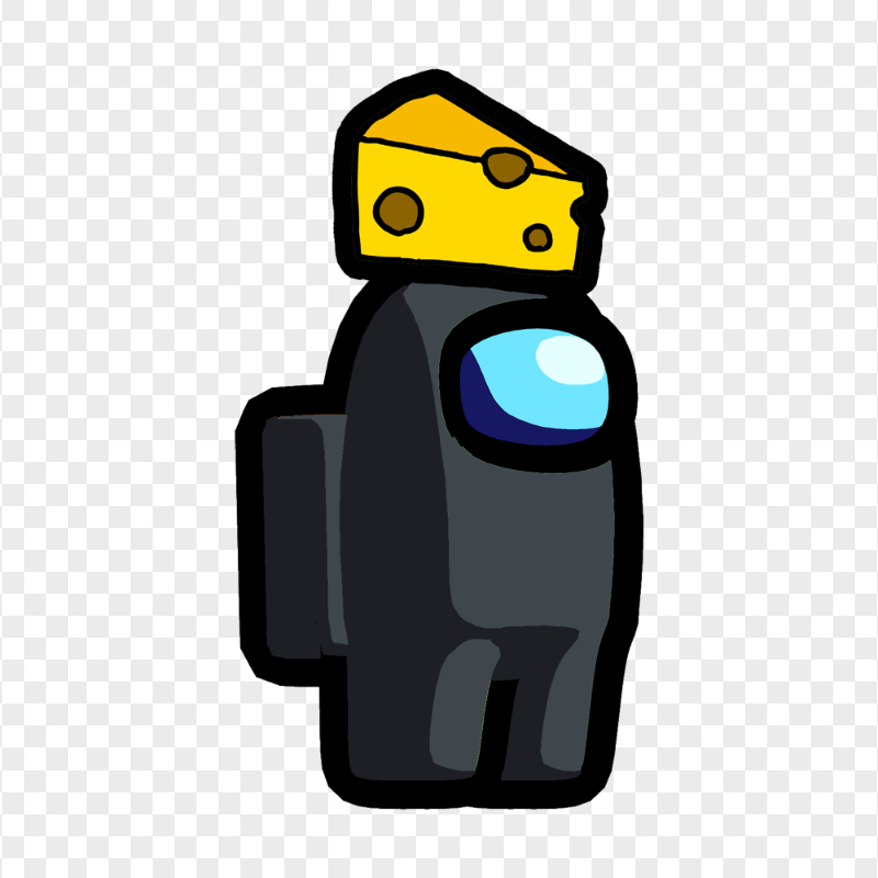 HD Black Among Us Character Cheese Hat PNG