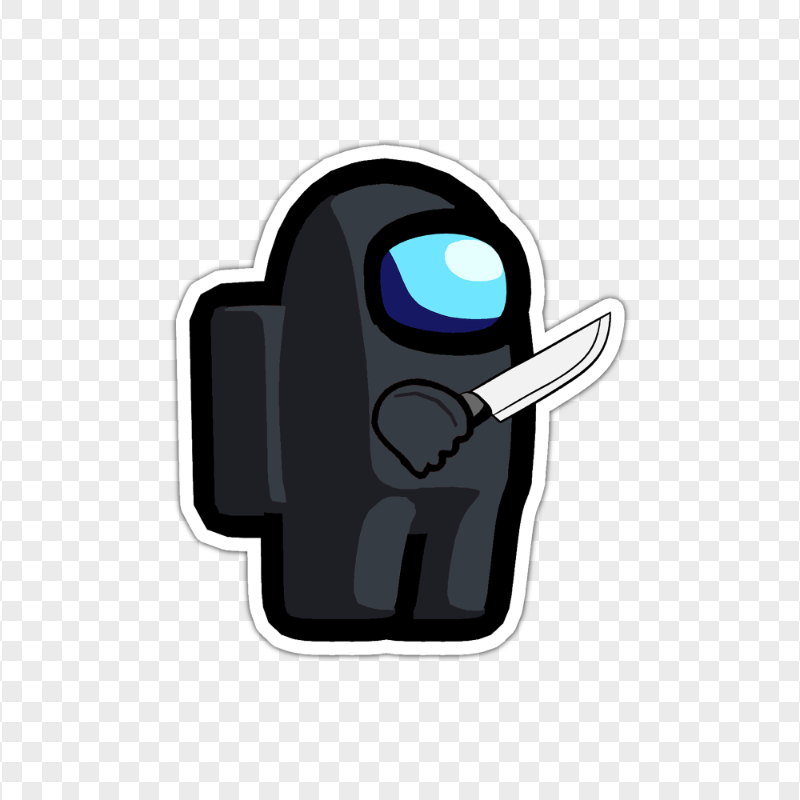 HD Black Among Us Character Holding Knife Stickers PNG