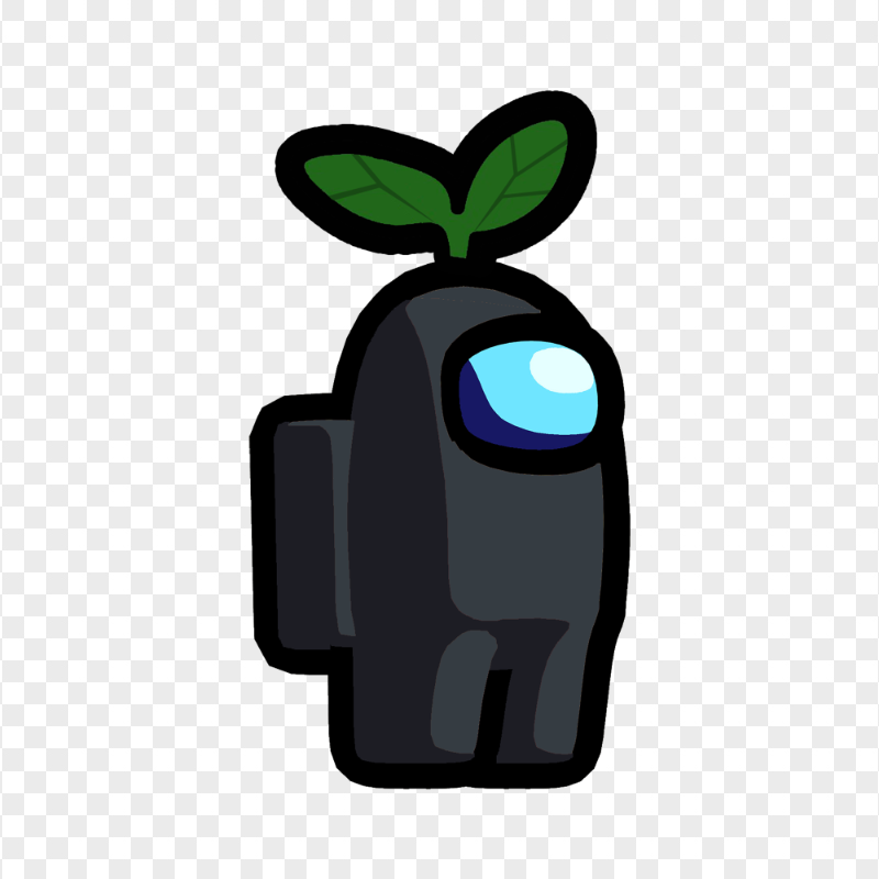 HD Black Among Us Character Leaf Hat PNG