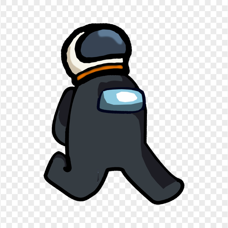 HD Black Among Us Character Walking With Astronaut Helmet PNG