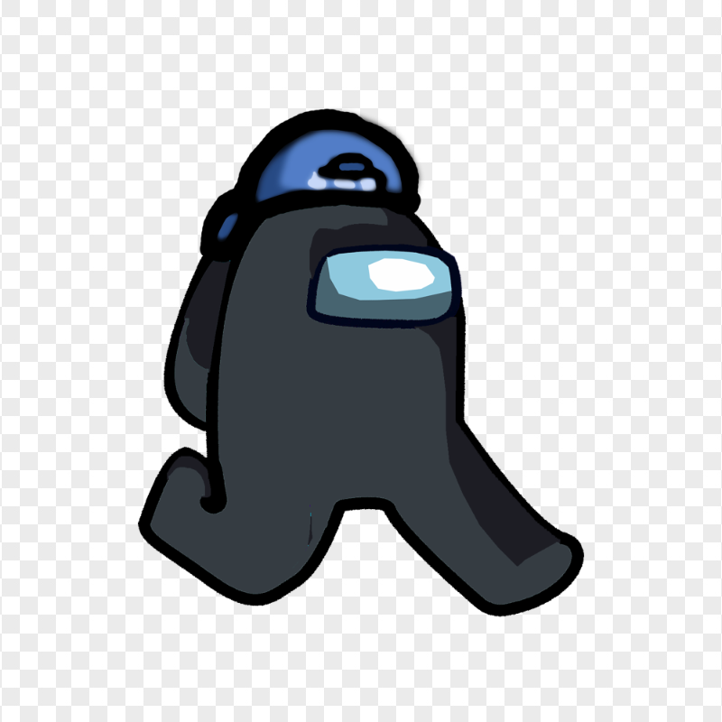 HD Black Among Us Character Walking With Backwards Baseball Cap PNG