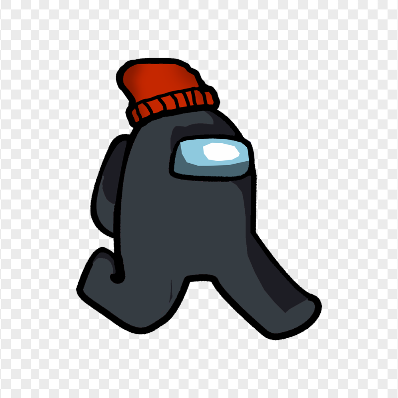 HD Black Among Us Character Walking With Beanie Hat PNG