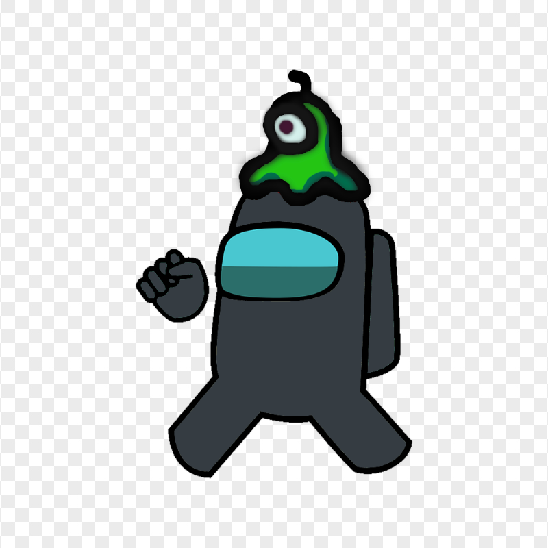 HD Black Among Us Character Wear Brain Slug Hat PNG