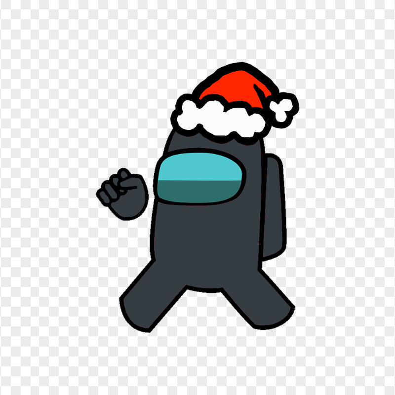 HD Black Among Us Character Wear Santa Hat PNG