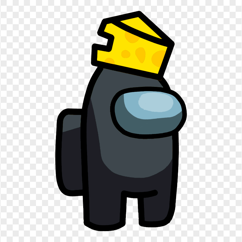 HD Black Among Us Character With Cheese Hat PNG