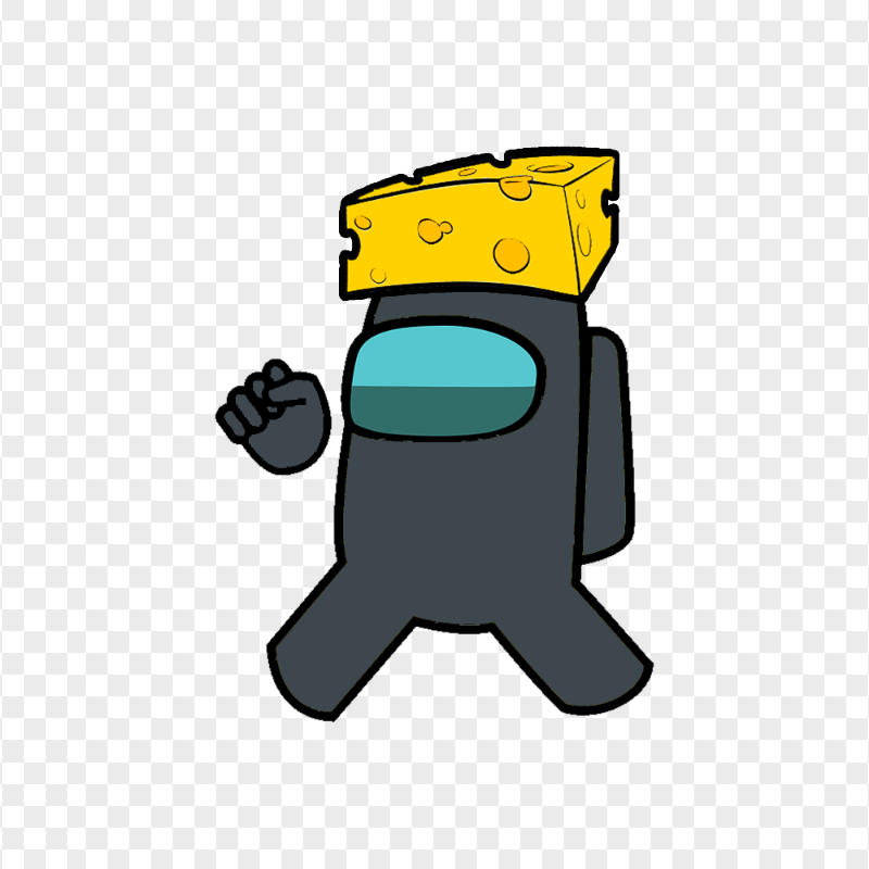 HD Black Among Us Character With Cheese PNG