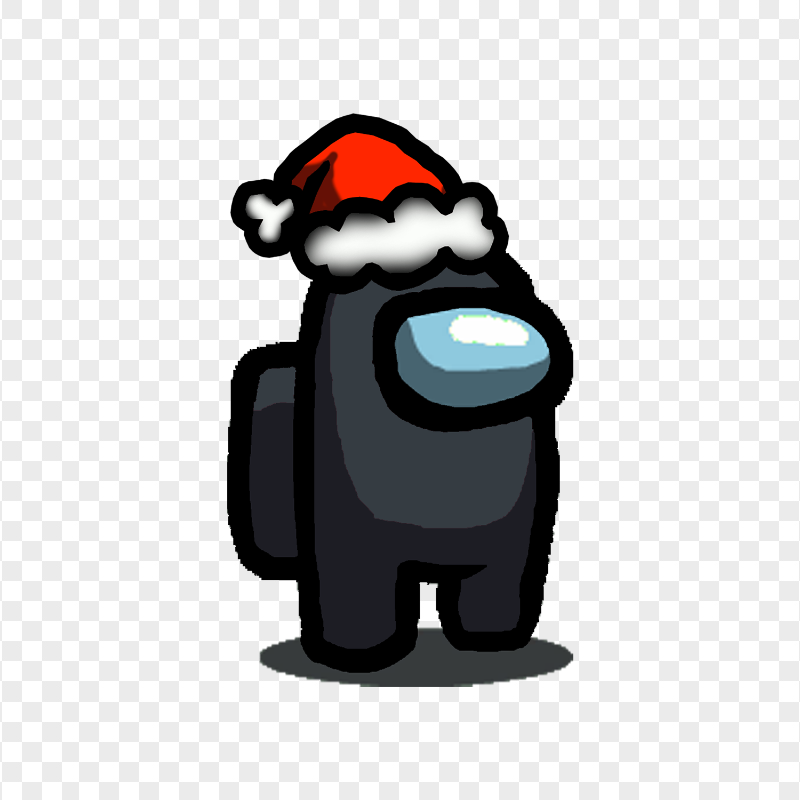 HD Black Among Us Character With Santa Hat PNG