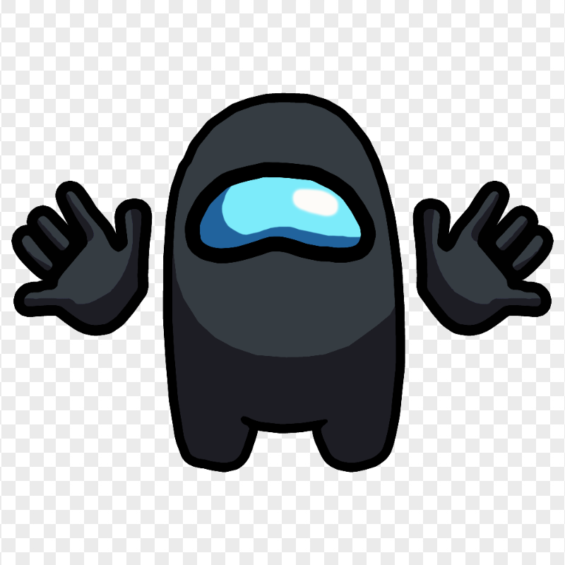 HD Black Among Us Crewmate Character Front View With Hands PNG