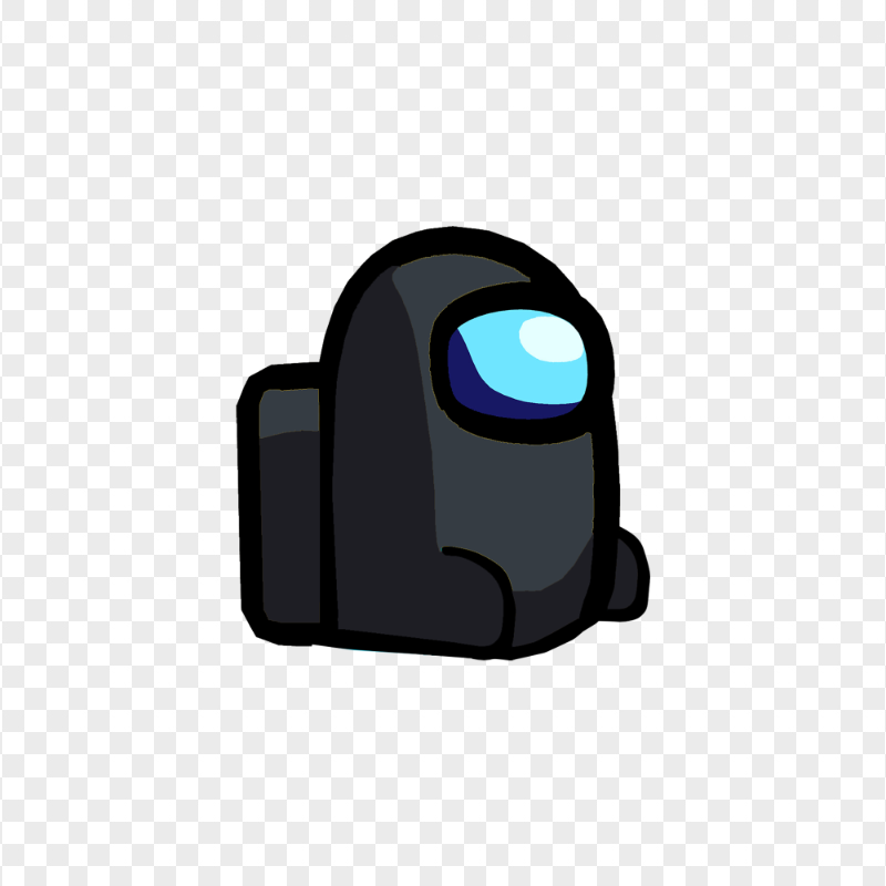 HD Black Among Us Crewmate Character Sitting PNG