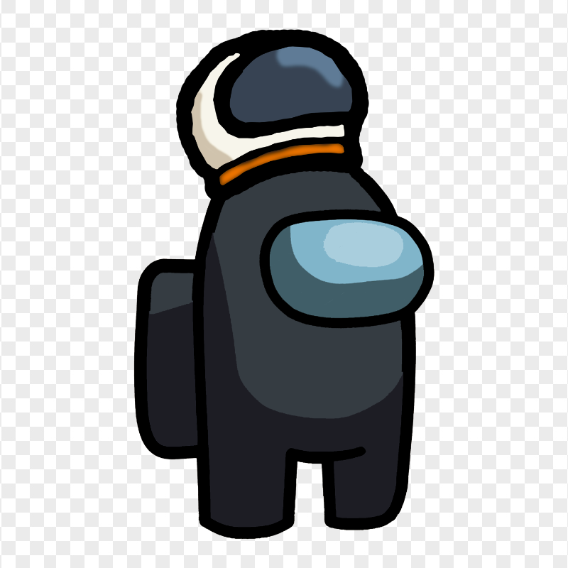 HD Black Among Us Crewmate Character With Astronaut Helmet PNG