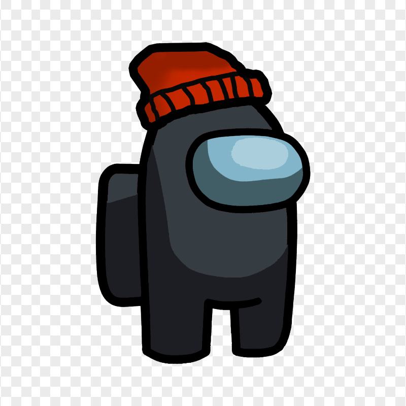 HD Black Among Us Crewmate Character With Beanie Hat PNG