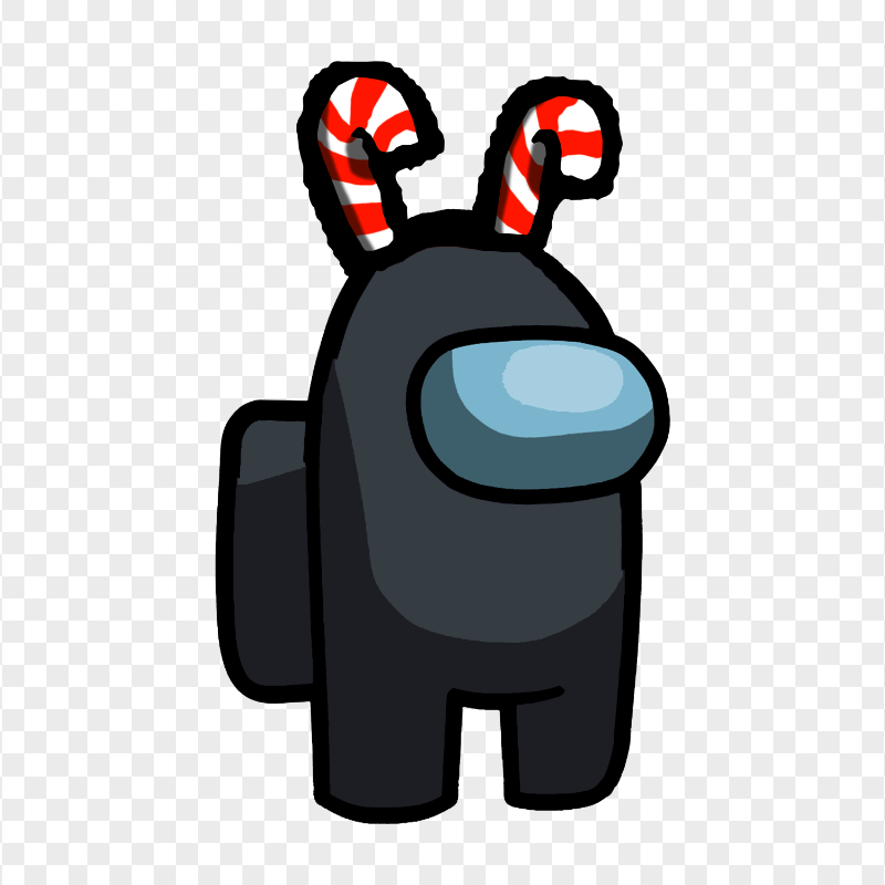 HD Black Among Us Crewmate Character With Candy Cane Hat On Top PNG