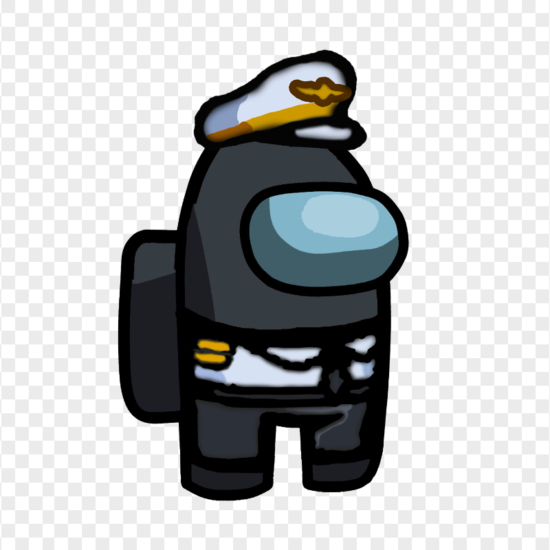 HD Black Among Us Crewmate Character With Captain Costume PNG