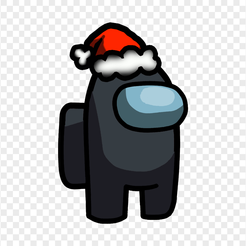 HD Black Among Us Crewmate Character With Santa Hat PNG