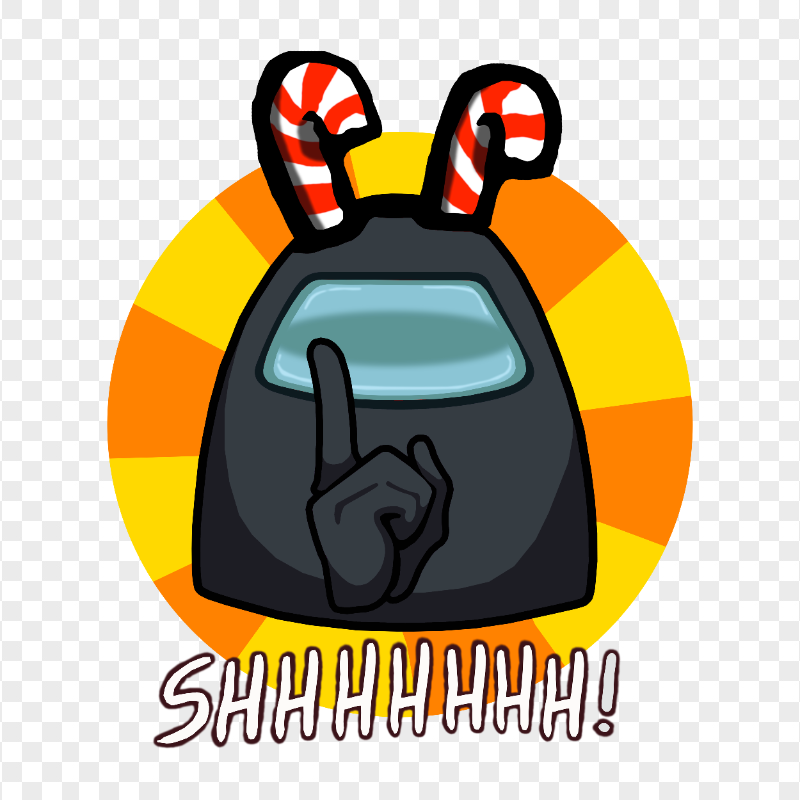 HD Black Among Us Crewmate Shhh Logo With Candy Cane Hat PNG